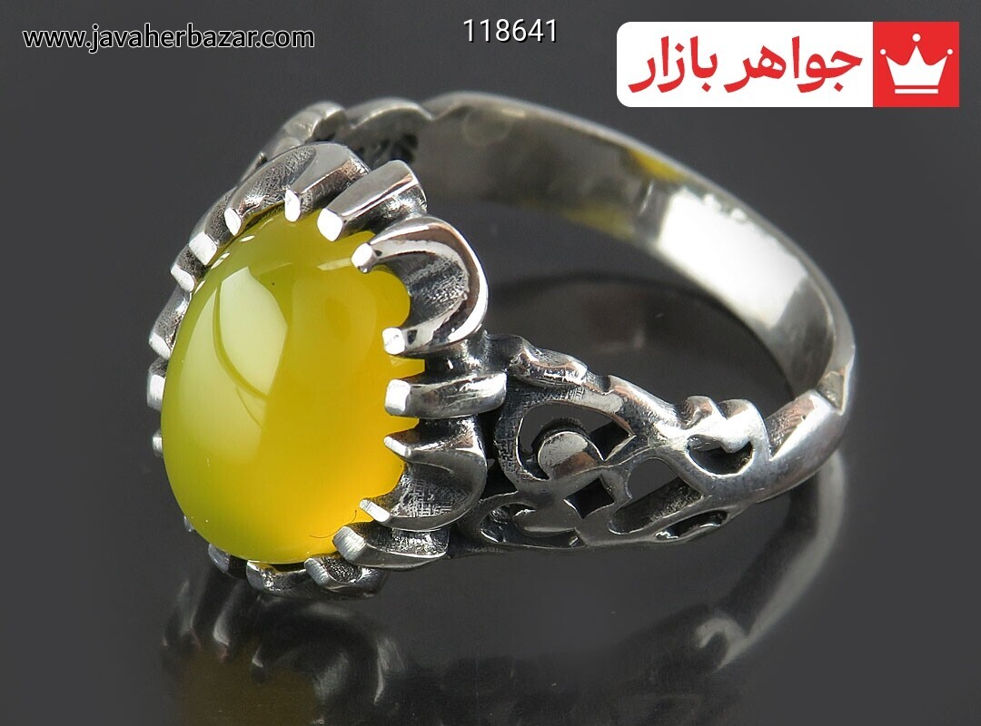 انگشتر نقره عقیق زرد مردانه [شرف الشمس]